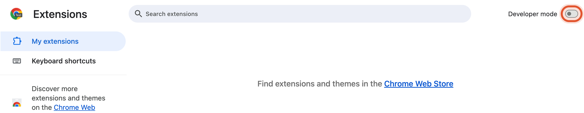 The Developer mode switch, top right of chrome://extensions