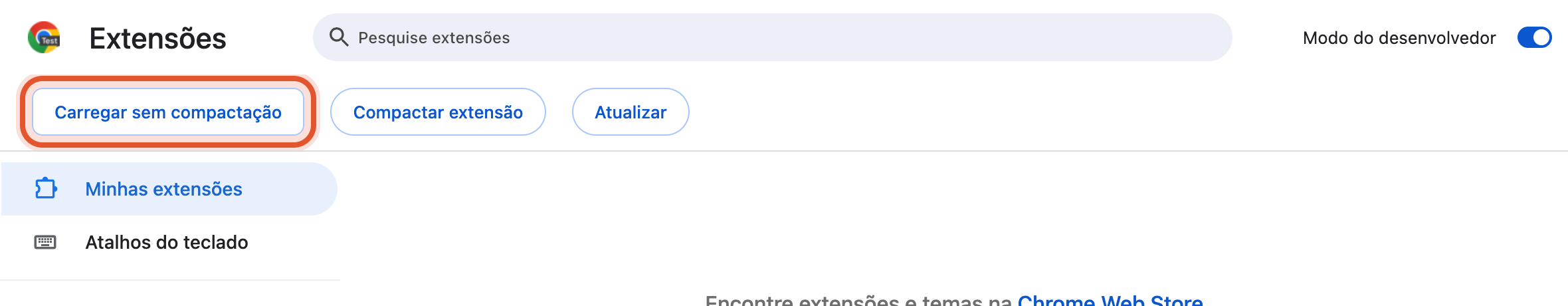 O botão Carregar sem compactação
